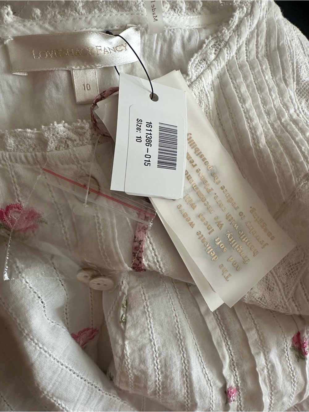 LoveShackFancy White Floral Cotton - AVIN DRESS with Pink Rose Print - Picture 6 of 7